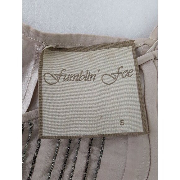 Fumblin Foe Tank Top Women S Pink Ombre Silk Chain Embelished Whimsical Festival - Picture 7 of 10